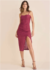 High Slit Midi Dress Beet Red