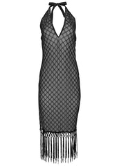 Deep V Mesh Cover Up Jet Black