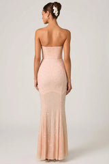 Embellished Sweetheart Neck Fishtail Gown in Dusty Rose