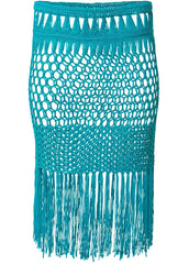 Fringe Mini Skirt Aqua Reef