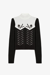 Knit Long Sleeve Fitted Top in Black