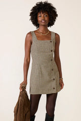 Houndstooth Wool Mini Dress