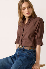 Short Sleeve Ruffle Neck Shirt