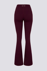 Soft Active V Waist Pocket Flared Leggings in Burgundy
