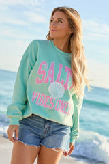 Salty Vibes Only Mint Graphic Sweatshirt