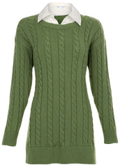 Twofer Sweater Dress Bronze Green