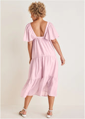 Crinkle Midi Dress Lilac