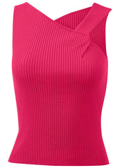Twist Detail Sweater Tank Dark Pink