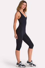 Soft Active Capri Jumpsuit in Black