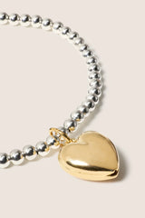 Classic Mixed Metal 3mm Bracelet w Heart