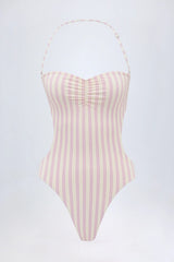 Cut Out Halterneck Swimsuit in Mauve