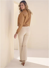 Faux Leather Bomber Jacket Tan