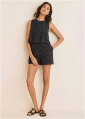 Paisley Eyelet Romper Black
