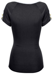 Button Detail Short Sleeve Jet Black