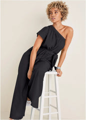 One Shoulder Jumpsuit Black