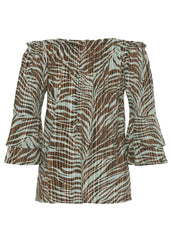 Off The Shoulder Top Brown Multi