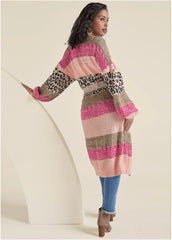 Mixed Print Belted Duster Pink Multi