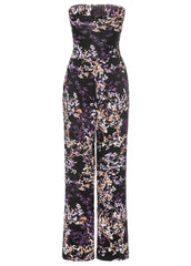 Strapless Printed Jumpsuit Purple Multi