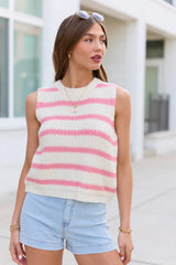 Brooklyn Pink Striped Sweater Tank