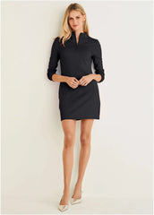 Ponte Zip Front Mini Dress Jet Black