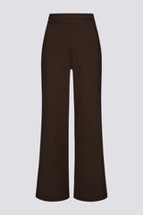 Ribbed Knit Wide Leg Joggers in Pecan