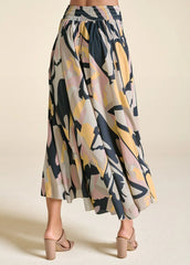Printed Flowy Pants Navy Multi