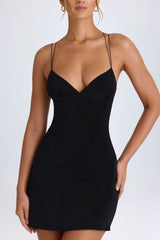 Strap Detail Halterneck Mini Dress in Black