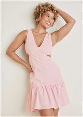 Fluted Satin Mini Dress Lilac