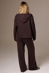 Ribbed Knit Wide Leg Joggers in Pecan