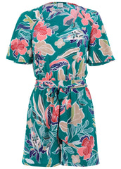Tie Waist Romper Paradise Floral
