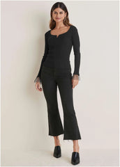 Ribbed Organza Sweater Jet Black