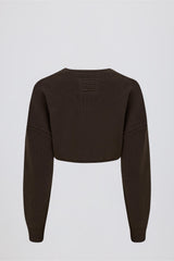 Ribbed Knit Cropped Shrug in Pecan