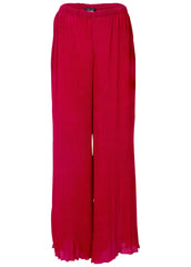 Plisse Wide Leg Pants Red