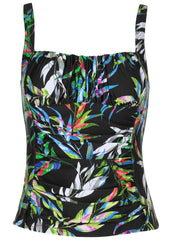 Sydney Ruched Tankini Top Striped Leaves