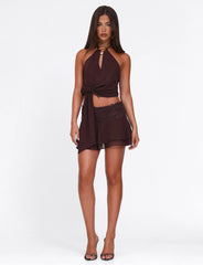 INDIGO MINI SKIRT BROWN CHOCOLATE