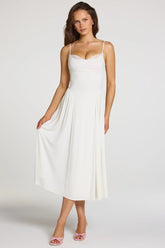 Modal Lace Trim Midaxi Dress in White