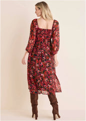 Smocked Midi Dress Autumn Petals