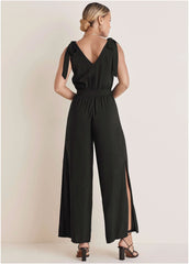 Tie Strap Wide Leg Jumpsuit Jet Black