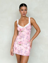 AMARAN MINI DRESS PINK FLORAL WILD FLOWER