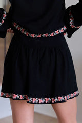 Celeste Black Floral Border Skirt