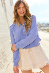 Casey Periwinkle Henley Pullover