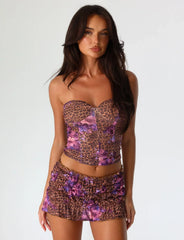 HOLLIS TOP NEUTRAL FLORAL FLORAL LEOPARD