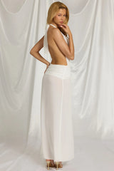 Halterneck Maxi Dress in White
