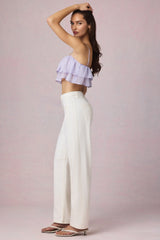 Mid Rise Barrel Leg Jeans in Ecru Wash