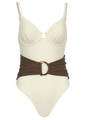 Colorblock Belted One Piece Pristine Chicory