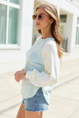 Teagan Mint And Ivory Color Block Top