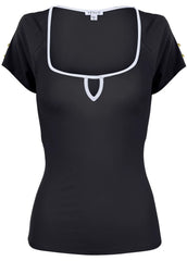 Button Detail Short Sleeve Jet Black