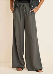 Linen Wide Leg Pant Olive