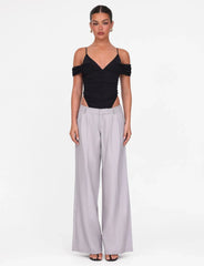 AMBERLY SUIT PANT GREY PINSTRIPE GREY PINSTRIPE