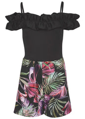 Off The Shoulder Romper Illuminated Jungle